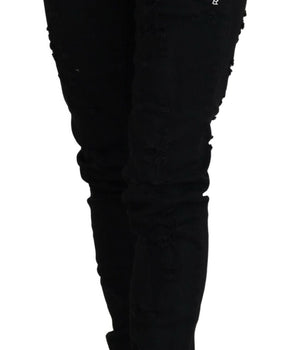 John Galliano Black Cotton Mid Waist Skinny Slim Fit Denim Jeans