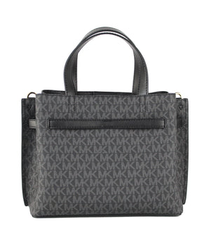 Michael Kors Emilia Small Black Signature PVC Satchel Crossbody Handbag Purse