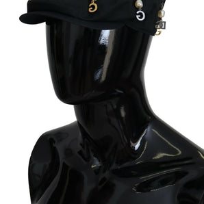 Dolce &amp; Gabbana Elegante gorra Newsboy de algodón negro