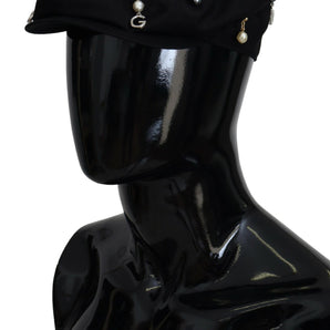 Dolce &amp; Gabbana Elegant Black Cotton Newsboy Hat