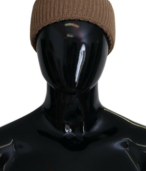 Dolce & Gabbana Brown Solid Knitted Fur Ball Winter Beanie Hat