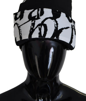 Dolce &amp; Gabbana White Printed Nylon Women Winter Beanie Cap Hat