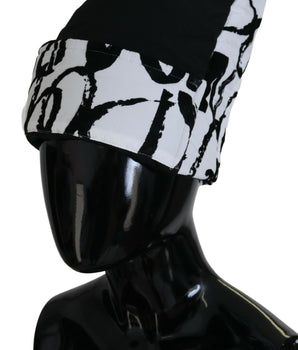 Dolce &amp; Gabbana White Printed Nylon Women Winter Beanie Cap Hat