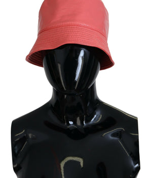 Dolce & Gabbana Peach Quilted Faux Leather Women Bucket Cap Hat