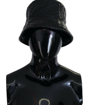 Dolce & Gabbana Black Quilted Faux Leather Women Bucket Cap Hat