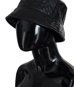Dolce & Gabbana Black Quilted Faux Leather Women Bucket Cap Hat