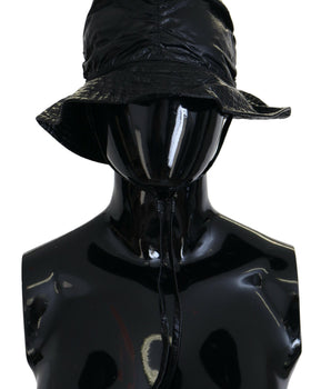 Dolce & Gabbana Black Quilted Faux Leather Women Bucket Cap Hat