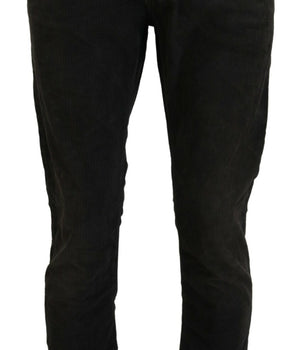 Costume National Gray Cotton Corduroy Men Casual Jeans