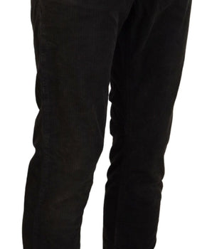 Costume National Gray Cotton Corduroy Men Casual Jeans