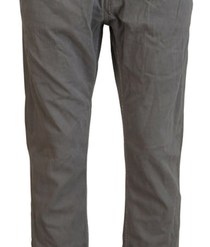 Acht Gray Cotton Straight Fit Folded Hem Casual Denim Jeans