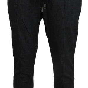 Dolce &amp; Gabbana Elegante Pantalón Jogger de Algodón Gris para Hombre