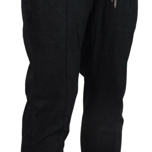 Dolce &amp; Gabbana Elegante Pantalón Jogger de Algodón Gris para Hombre