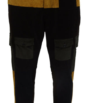 Dolce & Gabbana Black Yellow Cotton Men Pants