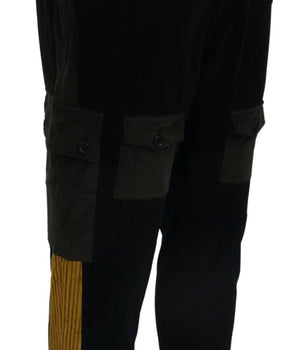 Dolce & Gabbana Black Yellow Cotton Men Pants