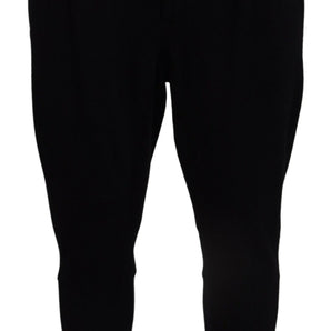 Dolce &amp; Gabbana Elegante pantalón cónico de lana negro