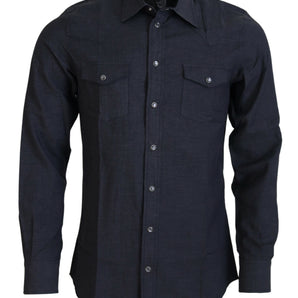 Dolce &amp; Gabbana Elegant Gray Cotton Collared Shirt