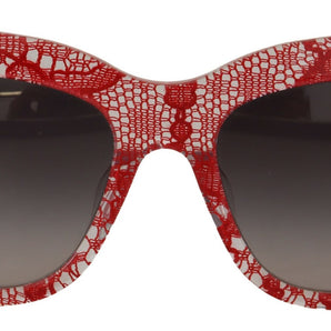 Dolce &amp; Gabbana Elegantes gafas de sol rojas con detalle de encaje