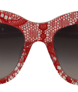 Dolce &amp; Gabbana Elegant Red Lace Detail Sunglasses