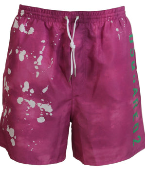 Dsquared² Pink Tie Dye Logo Men Beachwear Shorts Swimwear