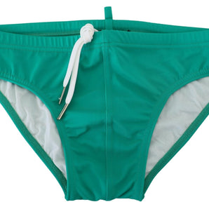 Dsquared² Bañador tipo slip verde chic con logo blanco