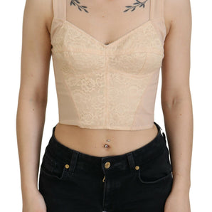 Dolce & Gabbana Elegant Beige Bustier Corset Top