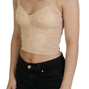 Dolce &amp; Gabbana Elegant Beige Bustier Corset Top