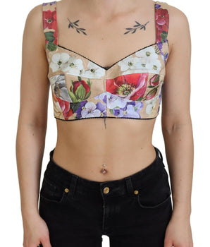 Dolce & Gabbana Multicolor Floral Cropped Bustier Corset Top