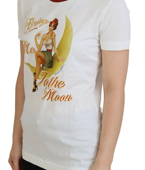 Dolce &amp; Gabbana White Printed Short Sleeves Pullover Top