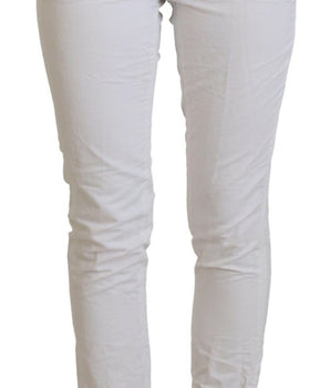 Dondup White High Waist Tapered Women Pants