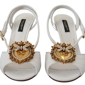 Dolce & Gabbana Devotion Embellished White Leather Stilettos