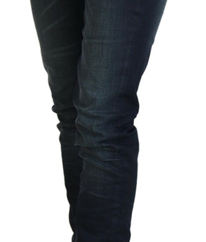 Acht Blue Washed Low Waist Slim Fit Cotton Denim Jeans