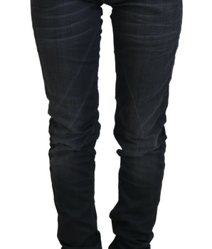 Acht Black Washed Low Waist Slim Fit Cotton Denim Jeans