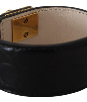 Dolce & Gabbana Black Dauphine Leather DG Heart Key Ring Bracelet