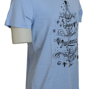 Dolce &amp; Gabbana Elegante camiseta de algodón azul claro