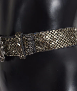 Dolce & Gabbana Multicolor Wide Crystal Buckle Sequined Belt