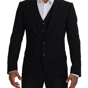 Dolce &amp; Gabbana Elegant Black Martini Two-Piece Suit