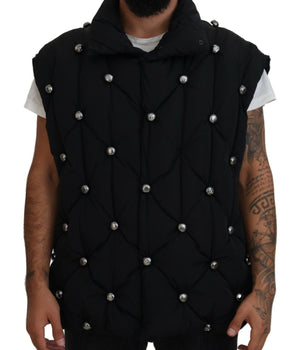 Dolce & Gabbana Black Sleeveless DG Metal Embellishment Jacket