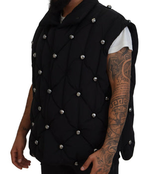 Dolce & Gabbana Black Sleeveless DG Metal Embellishment Jacket