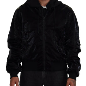 Dolce & Gabbana Elegant Black Bomber Hooded Jacket