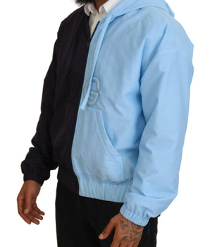 Dolce & Gabbana Black Blue DG Hooded Full Zip Men Jacket