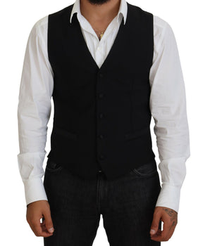 Dolce & Gabbana Black Virgin Wool Waistcoat Formal Vest