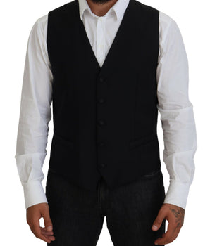 Dolce & Gabbana Black Virgin Wool Waistcoat Formal Vest