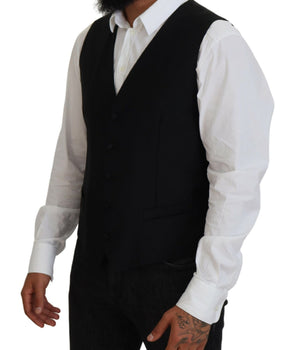 Dolce & Gabbana Black Virgin Wool Waistcoat Formal Vest