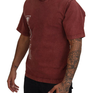 Dolce &amp; Gabbana Elegant Maroon Printed Cotton Tee