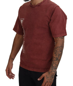 Dolce & Gabbana Maroon Print Round Neck Short Sleeves T-shirt