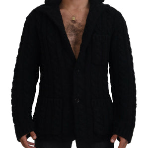 Dolce &amp; Gabbana Elegant Black Wool-Cashmere Cardigan Sweater