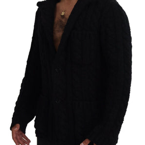 Dolce &amp; Gabbana Elegant Black Wool-Cashmere Cardigan Sweater