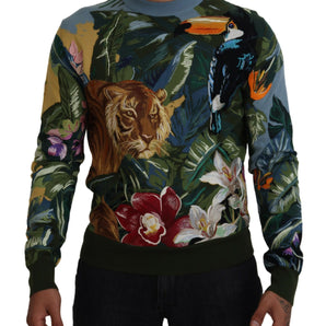 Dolce &amp; Gabbana Jungle Embroidered Wool Silk Sweater