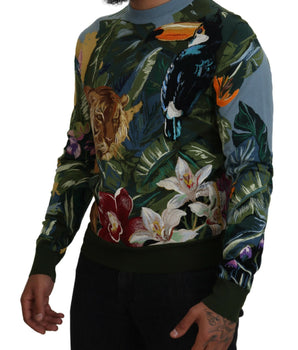 Dolce & Gabbana Multicolor Jungle Wool Pullover Logo Sweater