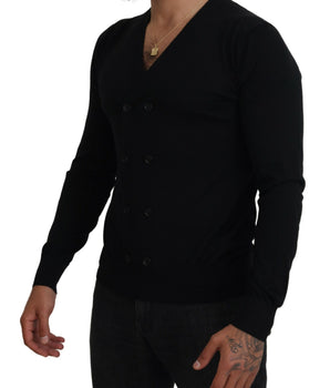 Dolce & Gabbana Black Cashmere Button Down Cardigan Sweater